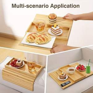 Vassoio Portaoggetti in Legno Ecologico a Singolo Strato per Bracciolo del Divano, Cucina, Bagno e Soggiorno, per Cibo, Bevande e Utensili - Product Image 2