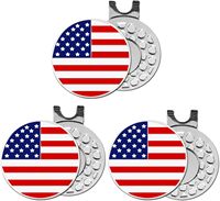Marqueur de balle de golf magnétique avec logo personnalisé Marqueur de balle de golf en métal avec clip pour chapeau Logo drapeau américain Design Marqueurs de golf