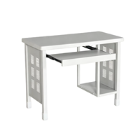 Bureau d'ordinateur pliable moderne blanc pour salon avec tiroir, en métal durable, rangement pour l'apprentissage, design minimaliste, assemblé