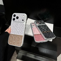Étui de téléphone de luxe en TPU+PC antidérapant, brillant, avec strass et blocs de couleur pour iPhone 18 17 16 15 14 13 Pro Max