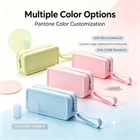 Sac de maquillage en silicone de qualité alimentaire, imperméable, portable, sac de voyage pour cosmétiques, logo personnalisé, pochette de rangement pour articles de toilette en silicone