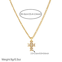 Collier pendentif croix carrée en acier inoxydable anti-ternissement avec zircone cubique, plaqué or 18 carats, bijou religieux chrétien tendance, cadeau