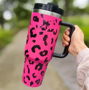 40Oz Bò Phương Tây In Thép Không Gỉ Cách Điện Chai Nước Leopard In Tumblers Với Xử Lý Và Rơm - Product Image 4