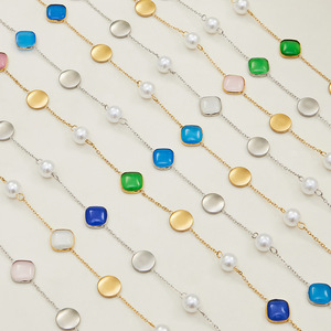 우아한 수제 도파민 반투명 고양이 눈석 롱 목걸이 - Product Image 2