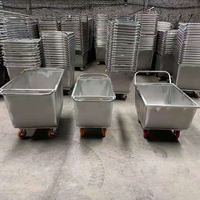 Chariot d'alimentation pour bétail en acier inoxydable, chariot d'alimentation bidirectionnel à pousser et à tirer pour l'élevage de porcs, moutons, bovins et volailles