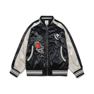 Veste unisexe noire pour collège, vierge ou avec logo brodé, vente en gros, veste bomber satinée personnalisée pour homme, style universitaire, Saint-Valentin - Product Image 5