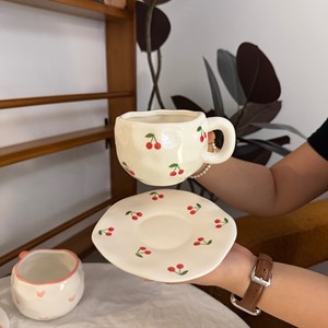 Ensemble de tasse et soucoupe en céramique à thème (Amour/Cœur/Nœud/Tulipe) - Vaisselle mignonne pour le café/le thé à la maison - Product Image 6