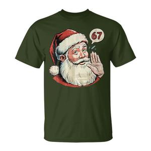 Maglietta natalizia di Babbo Natale 67 Meme Xmas Brainrot Design Verde - Product Image 1