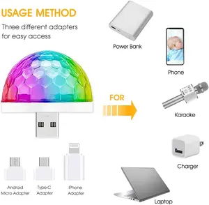 Led صغيرة سحرية الكرة ل led ضوء المرحلة حزب الصوت التحكم البسيطة تأثير USB الكرة مصابيح دي جي ديسكو