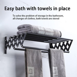 Tendedero de toallas sin varilla de 43cm para <span class=keywords><strong>baño</strong></span>, balcón, tendedero retráctil plegable de acero inoxidable - Product Image 4