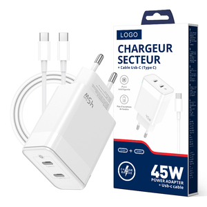 Sạc GaN chất lượng cao, tùy chỉnh, hai cổng USB-C PD 45W, sạc siêu nhanh QC3.0, phích cắm Úc, dành cho điện thoại <span class=keywords><strong>iPhone</strong></span> 16, 15, 14 - Product Image 1