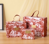 Boîte cadeau de luxe en carton rigide à poignée pour la Saint-Valentin, mariage, bougie, avec doublure en éponge gaufrée, recyclée