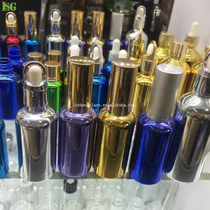 Pulverizador de tapa larga de metal dorado y plateado, botellas de vidrio, atomizador de perfume, de vapor fino, colores personalizados