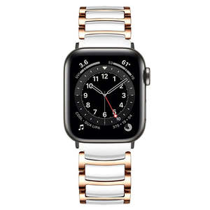 Eraysun Bracelet de montre personnalisé en acier inoxydable Bracelets de montre en céramique pour <span class=keywords><strong>Apple</strong></span> <span class=keywords><strong>Watch</strong></span> Series 7 6 <span class=keywords><strong>5</strong></span> 4 3 2 Business Wrist Strap - Product Image 1