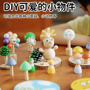 Kit de manualidades de madera, materiales de pintura DIY para niños, suministros de arte con ramas de árbol, piezas de madera natural y pinturas - Product Image 3