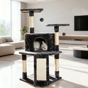 <span class=keywords><strong>Arbre</strong></span> à <span class=keywords><strong>chat</strong></span> en bois fait main de 1 m pour chats de grande taille et lourds, avec griffoir, tour d'escalade et maisonnette pour tous les chats - Product Image 1