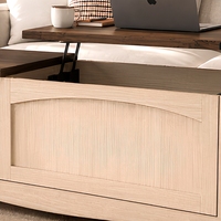 Table basse relevable style ferme avec rangement dissimulé, en bois bicolore, avec étagères latérales ouvertes, pour salon, OEM ODM