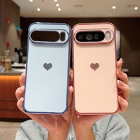 Étui de téléphone portable en TPU souple de couleur bonbon avec motif cœur électro-plaqué pour Google Pixel 10 Pro XL 10A 9 Pro, coque de téléphone antichoc