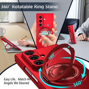 Étui de téléphone de luxe pliable, résistant aux chocs et aux chutes, avec support magnétique rotatif à 360°, aimant puissant N52, revêtement mat en polycarbonate rigide - Product Image 3