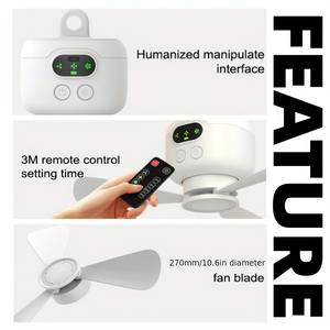 Ventiladores de techo portátiles, ventilador para acampar al aire libre de 8000mAh, ventilador para tienda de campaña, ventilador eléctrico recargable, iluminación LED con control remoto - Product Image 5