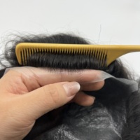 Prothèse capillaire ultra-fine effet peau naturelle 0,04 mm, base PU, boucle en V, 100 % cheveux humains Remy indiens, pour hommes, sans colle, ligne de cheveux naturelle
