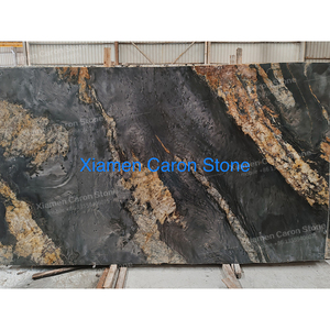 Natural Real Black with Grey White Gold Veins <strong>Granite</strong> Stone <strong>Slab</strong> Brushed Leather for Counter Cabinet bar Cook Top - Product Image 3