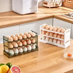冷蔵庫サイドドア卵収納ボックス3多層フリップ卵収納ラックキッチンエッグボックス冷蔵庫フレッシュキーピングボックス