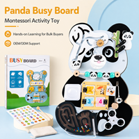 Tableau d'activités Montessori en bois en forme de panda, avec lacets, loquets, tuiles numériques, perles de labyrinthe et boîte de vente au détail – Vente en gros