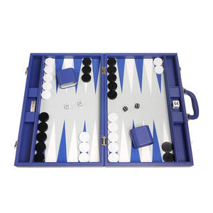 Backgammon professionnel <span class=keywords><strong>de</strong></span> luxe en cuir <span class=keywords><strong>de</strong></span> qualité supérieure <span class=keywords><strong>de</strong></span> 19 pouces marron et bleu <span class=keywords><strong>de</strong></span> haute qualité - Product Image 2
