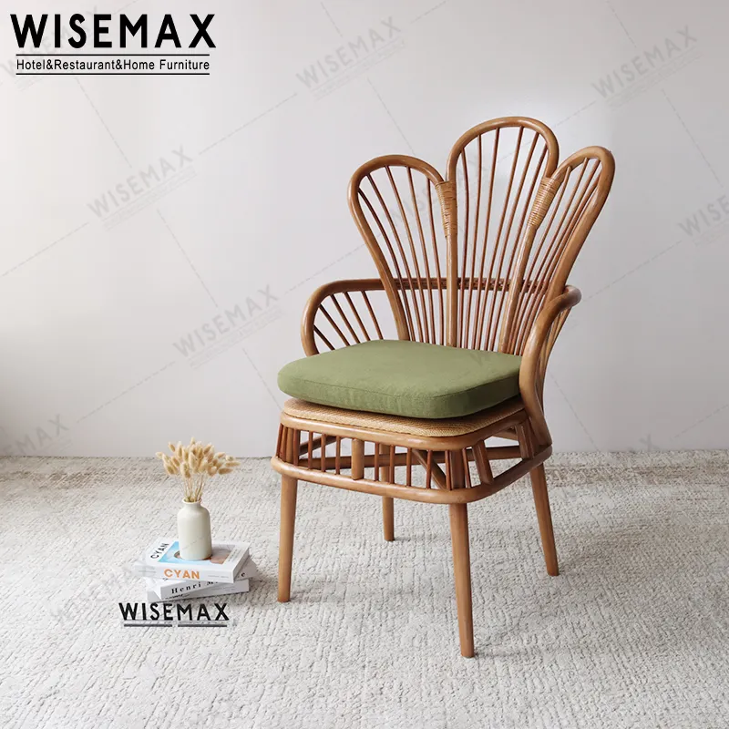 WISEMAX casa francese rattan in vimini singola sedia per il tempo libero a forma di fiore alto schienale poltrone da giardino in rattan da esterno sedia