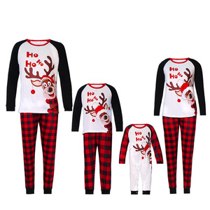 Pyjama familial à carreaux motif petit cerf, ensemble de <span class=keywords><strong>Noël</strong></span> à manches longues et col rond <span class=keywords><strong>pour</strong></span> <span class=keywords><strong>tenue</strong></span> parent-enfant estivale - Product Image 2