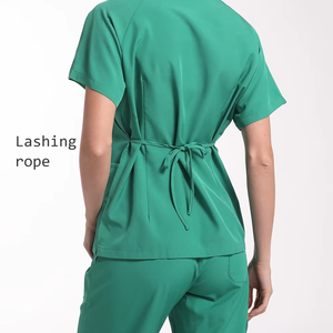Lengan pendek kostum dokter scrub bedah Set hewan peliharaan klinik pakaian kerja pakaian S-2XL kedokteran gigi seragam perawat setelan Medis wanita - Product Image 4