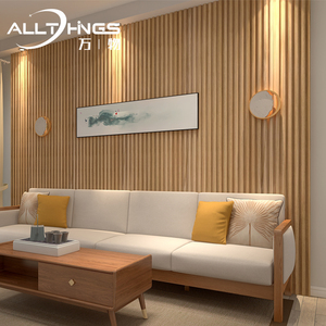 Gran tablero de pared, Panel de pared de fondo de <span class=keywords><strong>TV</strong></span>, rejilla de fibra de madera de bambú, Panel de pared decorativo de techo moderno WPC para sala de estar - Product Image 4