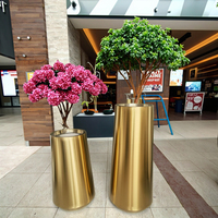 Pot bunga dalam ruangan besar, Pot taman Modern Stainless Steel kontemporer untuk lantai rumah