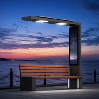 Banc solaire intelligent intégré, mobilier d'extérieur avec chargeur sans fil, lumière LED WiFi pour sièges urbains intelligents