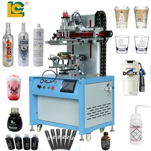 LC Brand Servo Motor Semi Automatic Silk Screen Printer Machine for Cylinder Round PP Plastic Glass Bottle Cup