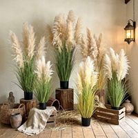 Plumes artificielles de roseaux et d'herbe de la pampa, douces, faites à la main, naturelles, pour la décoration florale de paysages, d'hôtels, d'espaces commerciaux et de vitrines