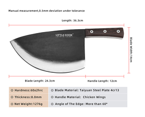 Piccolo cuoco 9.5 pollici forgiato a mano coltello da macellaio in acciaio al carbonio lama Super affilata con impugnatura antiscivolo per il taglio della cucina - Product Image 2