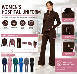 Set di Uniformi Ospedaliere di Alta Qualità, Divisa per Infermieri in Poliestere e Spandex, Completi Medici per Donne e Uomini - Product Image 5