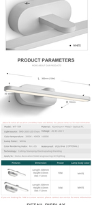 Lampe murale LED COMBO en plastique blanc rectangulaire minimaliste pour salle de bain, lumière de miroir, commande tactile, intensité réglable, 4100K CRI85+ - Product Image 5
