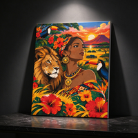Peinture numérique DIY par numéros, motif animal, 40x50cm, Femme et Lion, Kit d'art sur toile pour adultes, Décoration intérieure