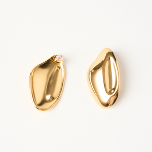 Waterproof Trendy <strong>Chunky</strong> Oval Design 18K Plated Stainless Steel Simple Stud <strong>Earrings</strong> - Product Image 1