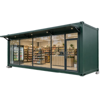 Magasin Modulaire Personnalisé en Conteneur Maritime Préfabriqué, Magasin de Proximité Modulaire, Kiosque Commercial Portable avec Façade en Verre, Bar à Café Postmoderne, Garantie 5 Ans