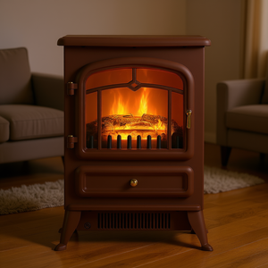 Chimenea Eléctrica Independiente de 750W con Llamas LED, Color Marrón Oscuro, Termostato Ajustable, para Uso en Hoteles - Product Image 2