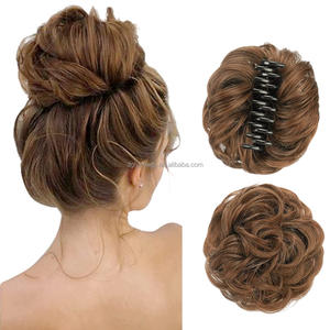 WE05 Meilleure Vente Populaire <span class=keywords><strong>Chignon</strong></span> Synthétique Grande Taille avec Pince, Court Frisé ou Lisse, <span class=keywords><strong>Chignon</strong></span> Coiffé-Décoiffé pour Femme - Product Image 1
