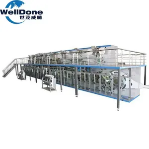 WellDone Línea de producción automática de pañales para bebés Maquinaria rentable para hacer pañales de papel