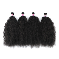 OrientFashion Cabello Sintético Seminatural en Paquete, Mechas Afro Rizadas con Mezcla de Cabello Humano