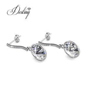 Stile coreano orecchino dasini impreziosito con <span class=keywords><strong>Swarovski</strong></span> cristallo in argento Sterling 925 gioielli moda orecchini di usura quotidiana - Product Image 4