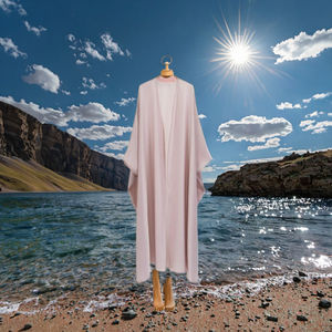 Vêtement islamique SolidI en polyester, manches chauve-souris, devant ouvert, respirant, anti-rétrécissement, abaya ample pour femmes - Product Image 3