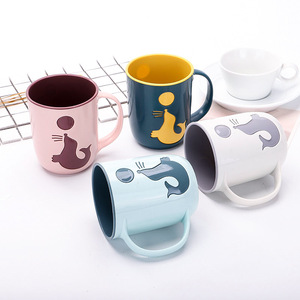 Creative Household Mouthwash Cup Double Wall PP <b>Material</b> Cartoon Design For Couple Student Use - Product Image 2